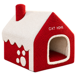 Snow Cottage Cat Hideaway isolated on transparent background