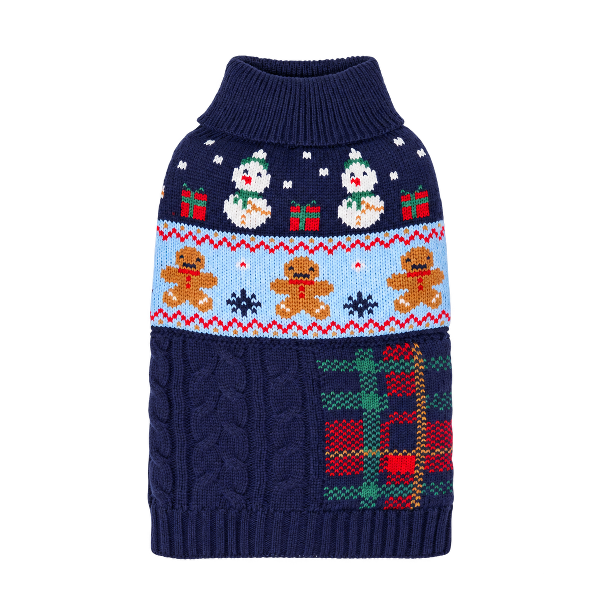 Snowman Knit Pet Sweater — isolated product on a transparent background