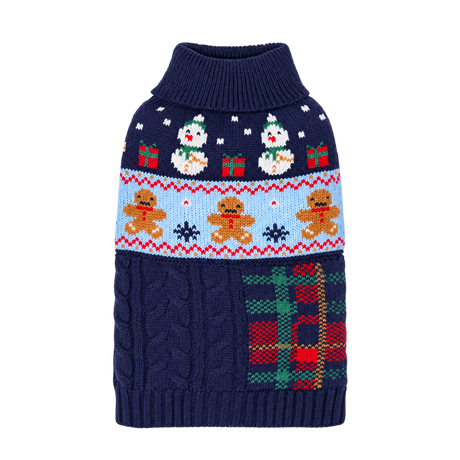 Snowman Knit Pet Sweater — isolated product on a transparent background