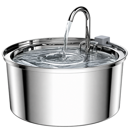 Stainless Steel Pet Fountain — isolated product on a transparent background