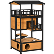 Wooden Outdoor Cat House isolated on transparent background
