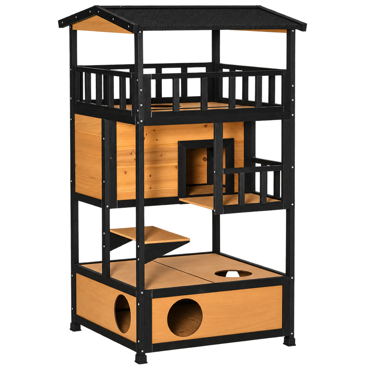 Wooden Outdoor Cat House isolated on transparent background