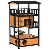 Wooden Outdoor Cat House isolated on transparent background