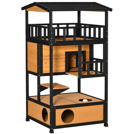 Wooden Outdoor Cat House isolated on transparent background